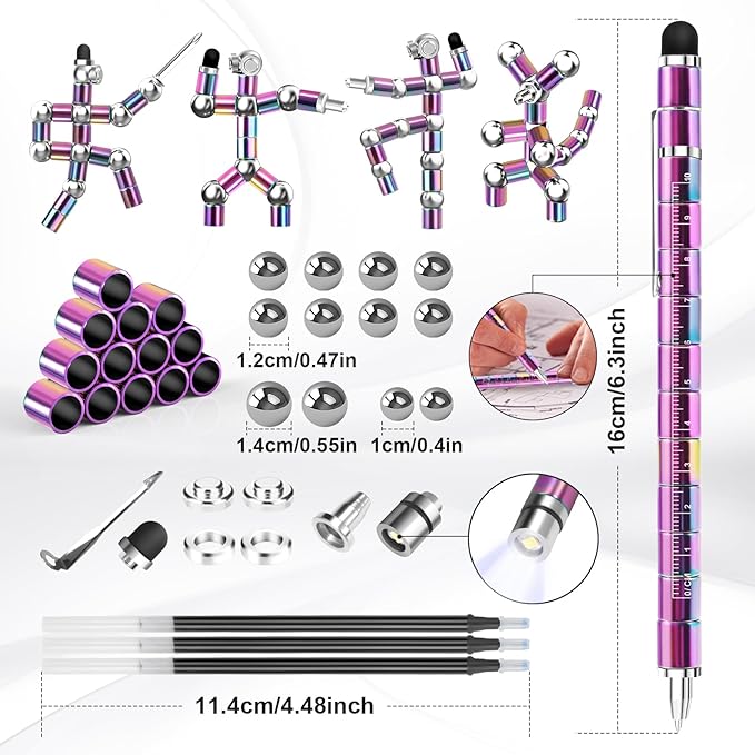 Gifts for Men Fidget Pen, Stocking Stuffers for Teen Girls Boys, White Elephant Gifts for Adults, Anniversary Birthday Gift for Men Him Teenage Boys Girls, Mens Gift for Christmas Multifunction Pen