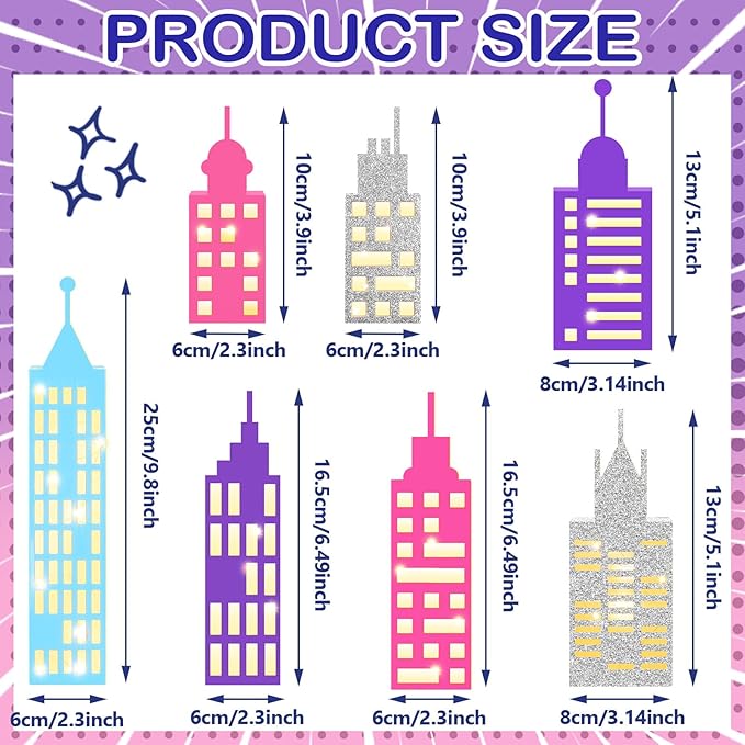 15 Pcs Hero Party Favor Boxes Skyscraper 3D City Box Skyline Buildings Heroes Candy Goodies Boxes Hero Theme Centerpiece Decorations Birthday Party Supplies (Fresh Color)