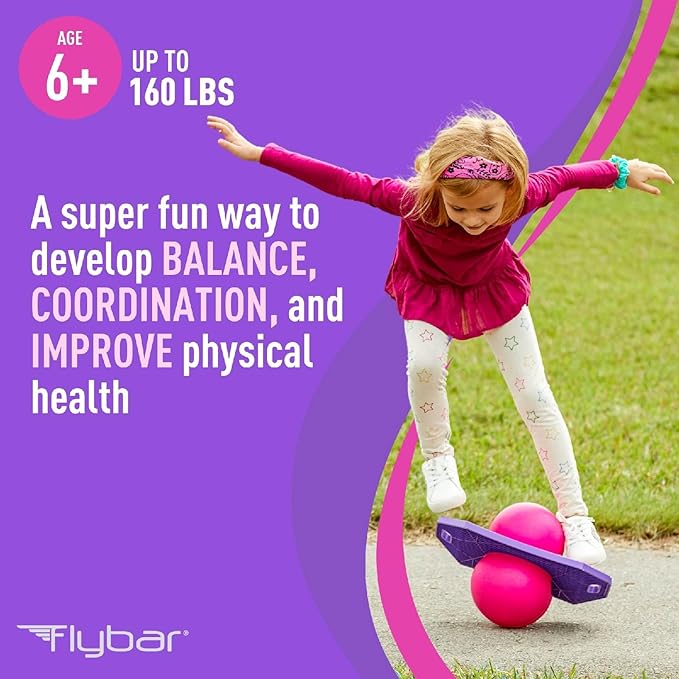 Flybar Pogo Trick Ball for Kids – Balance Bounce Board with Anti-Slip Deck – Pump Included - Indoor & Outdoor Toys for Boys and Girls Fun Way to Reduce Screen Time Supports up to 160 lbs – Ages 6+