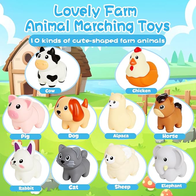 Toddler Toys,Montessori Preschool Learning Activities Animal Toy for Boys Girls,10 pcs Little People Animals Matching Games Fine Motor for Kids Ages 2-3