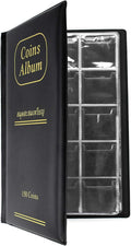 150 Pockets Coin Album, Penny Collecting Book, Souvenir Coins Collection Holder, Ideal for Pressed Pennies Passport, Hobby Coin Collector, Money Specie Display Storage Case (Black)