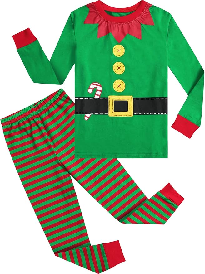 A&J DESIGN Pure Cotton Printed Pjs for 2-14 Years Kids, 2-Piece Long-Sleeved Pajamas Set
