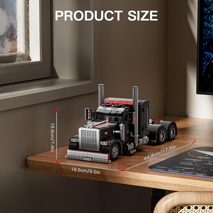 Mould King Semi Truck Toys Building Sets, Collectible Trucks Vehicle Trailer Model Build and Display, 10037 STEM Project Blocks Kits Decor for Adults and Aged 14+ (1797 Pieces)