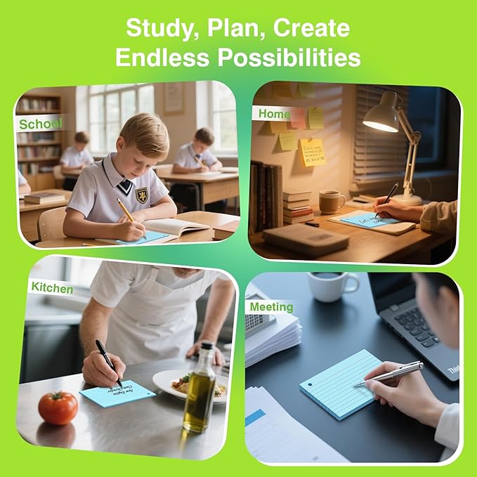 250 Count Blue Index Cards with Ring 3 x 5 Inch Heavyweight Ruled Index Cards, Flash Cards for School & Office Supplies and Home Organization, Durable Study To Do List Note Cards with Ruled Lines