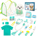 Doctor Kit for Kids, Pretend Play Doctor Play Toys for Toddlers 3-5 with Plush Dog, Stethoscope, Carring Bag, Veterinarian Pet Care Role Play Vet Set Birthday Gift for Girls Boys Aged 3 4 5 6 7 Years