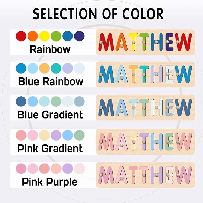 Personalized Name Puzzle for Kids, Wooden Puzzles for Toddlers, One Year Old Girl Birthday Gifts, Custom Baby Easter Gifts, Montessori Toys for 1 Year Old