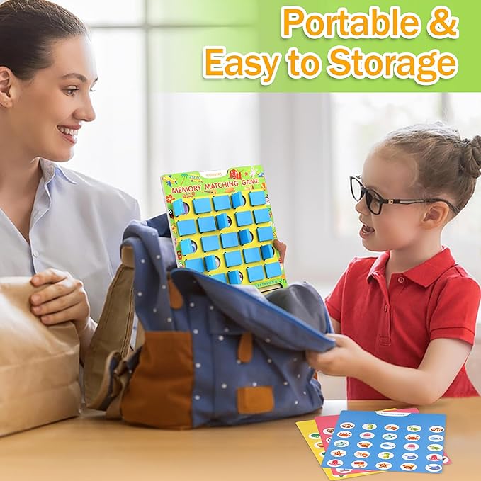 Matching Memory Game for Kids Ages 4-8, Flip to Win Wooden Board Games Travel Toys for 3 4 5 6 7 8 Years Old Boys Girls, Road Trip Essentials, Airplane, Car Activity Halloween