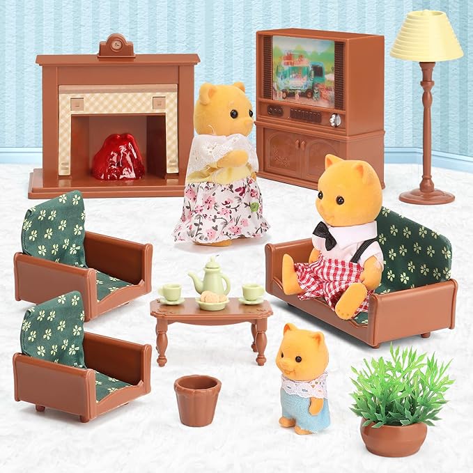 Dollhouse Furniture Set for Kids Toys Miniature Doll House Accessories Pretend Play Toys for Boys Girls & Toddlers Age 3+ with Living Room