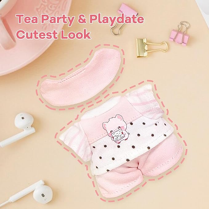 17cm Doll Clothes Set - 3PCS Outfit with Headband, Top & Pants (Fit 1st/2nd/3rd Gen ,Doll Not Included) Cute Kawaii Fashion Accessories