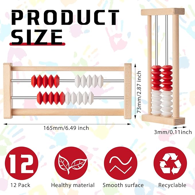 8 Pcs Mini 20-Bead Wooden Rekenrek Abacus, Abacus for Kids Math, Math Counters Manipulatives Counting Rack for Kids Educational Toys Elementary Toddlers Preschool Learning