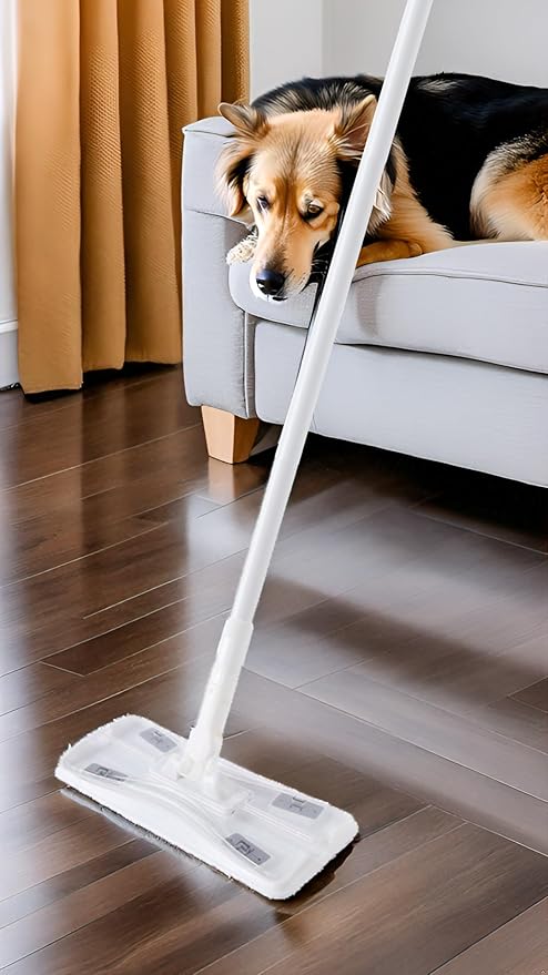 Eyliden Sweeper Mop with 58" Long Handle, 36 Disposable Refills - 12 Heavy-Duty Pet Hair Cleaning Pads, 24 Dry Sweeping Cloths, Dry Dust Mops Kit for Multi Surface Floor Cleaning (White)