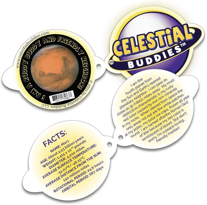 Celestial Buddies Mars Buddy | 9" Soft Stuffed Plush, Embroidered Features, Fun Red Planet Facts Tag for Kids – STEM Learning, Educational Gift, Classroom & Homeschool Science Space Astronomy | 0+