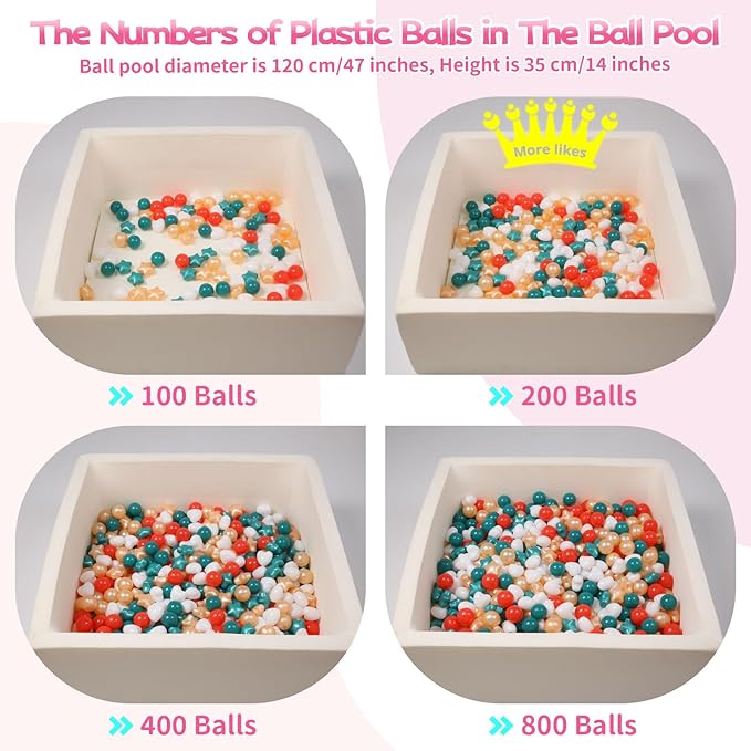 Ball Pit Balls Pack of 100 200 500 - Star and Round Set BPA Free Phthalate Free Non-Toxic Crush Proof Play Balls Soft Plastic Balls for Toddlers Baby Kids Birthday Pool Tent Party