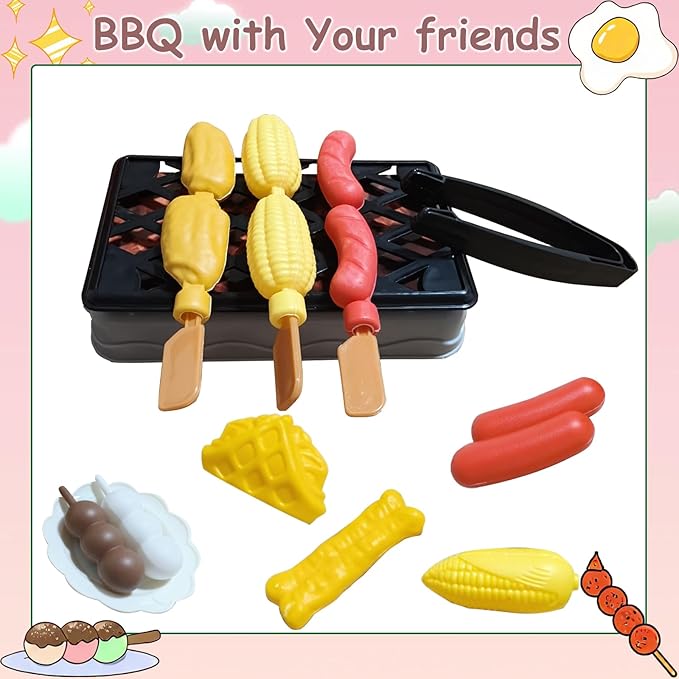 Kids Kitchen Toy Accessories, 61PCS Toddler Pretend Cooking Play Pots, Kitchen Playset, Play Pots, Pans, Utensils Cookware Toys, Play Food Set, Vegetables, Learning Gift for Girls Boys (Pink)