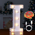 Foaky Rechargeable LED Letter Lights Sign Marquee Light Up Letters Sign for Night Light Wedding/Birthday Party Christmas Lamp Home Bar Decoration (I)
