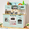 Babytronic Wooden Play Kitchen Set, Pretend Play Kitchen with Lights and Sounds for Kids Ages 3+, Includes Stove, Oven, Microwave, Coffee Maker, and Accessories, Toy Kitchen Set for Toddlers (Blue)