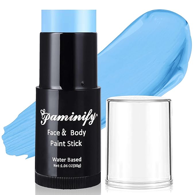 Light Blue Face Paint Stick,Baby Blue Body Paint Stick,Halloween Washable Face Painting for Sally,Avatar,Corpse Bride Costume,Eye Black for Baseball Softball Football Lacrosse,1.06OZ