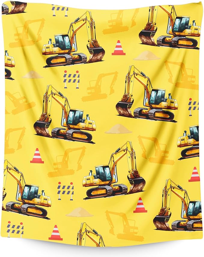 Kids Blanket Excavator Throw Blankets for Kids Adults, 30x40 Inches Cozy Soft Cute Digger Decor Throw for Sofa Couch Bedroom Office