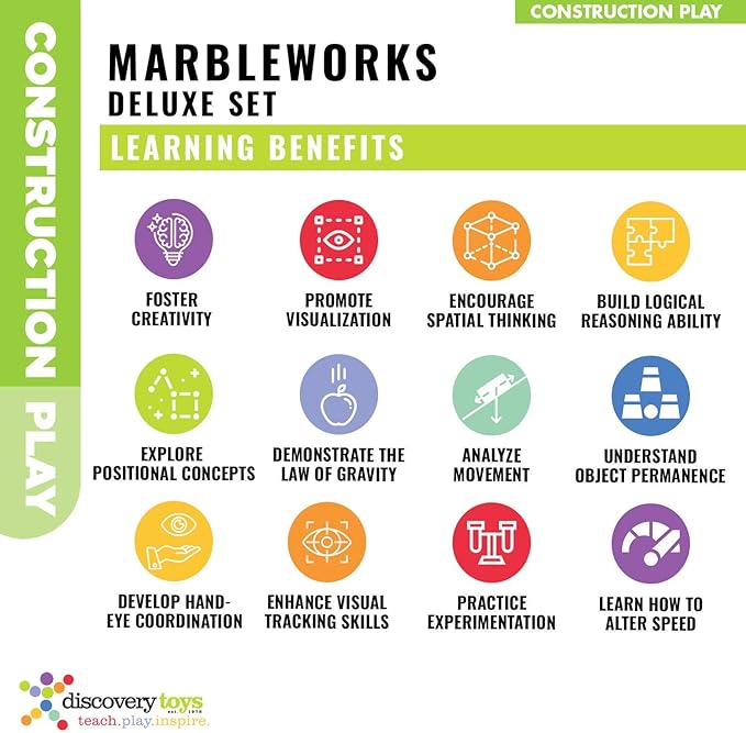 Discovery Toys Marbleworks Deluxe Marble Run | Kid-Powered Learning | STEM Educational Building Block Toy Learning & Childhood Development 5 Years Old and Up