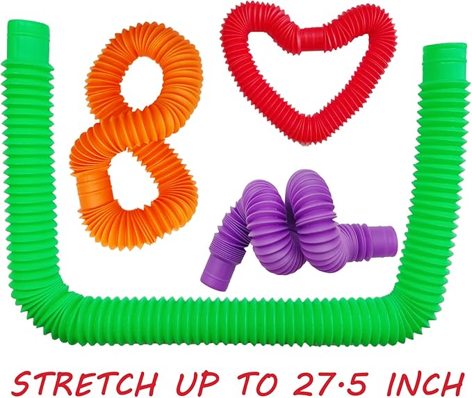 40 Large Jumbo Pop Tubes Sensory Fidget Toys for Party Favor, Classroom Prizes, Birthday Christmas Valentine Gift