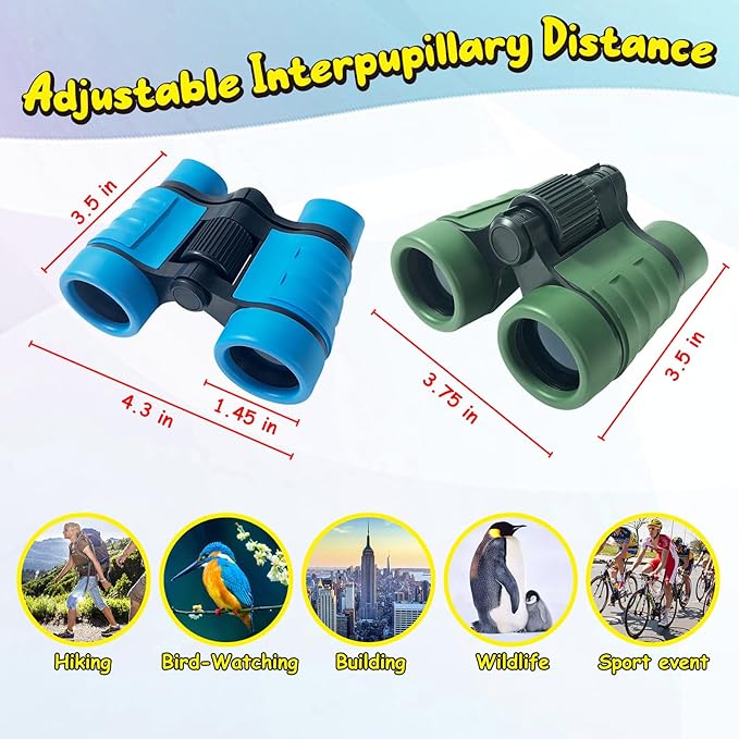 ESSENSON Binoculars for Kids Toys Gifts for Age 3-12 Years Old Boys Girls Kids Telescope Outdoor Toys for Sports and Outside Play Hiking, Bird Watching, Travel, Camping, Birthday Presents (Set of 2)