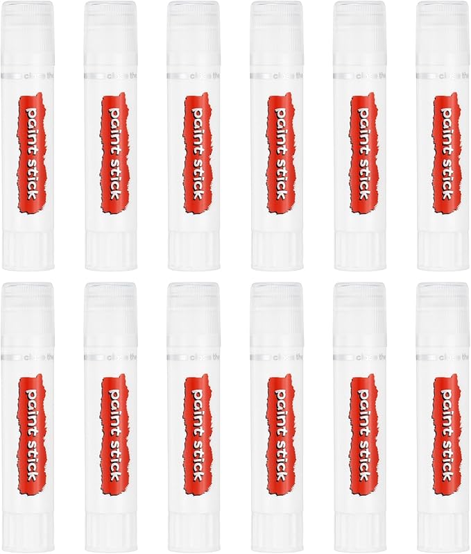 PATIKIL Tempera Paint Sticks, 12 Pcs Solid Tempera Paints Sticks Washable Bulk Markers Pen Quick Drying for Artists Beginners Art Supplies, White