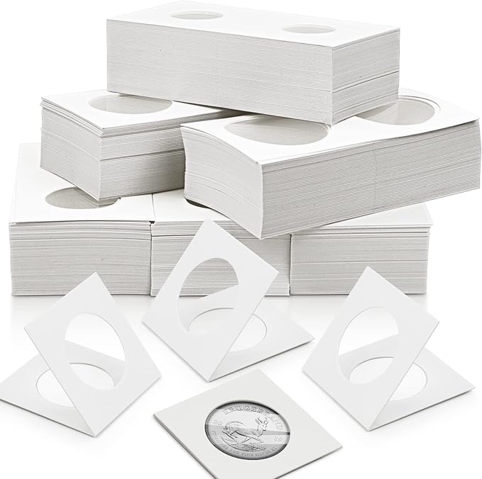 300 Pcs Cardboard Coin Holder, 6 Sizes 2" x 2" Currency Holders for Coin Collection Supplies