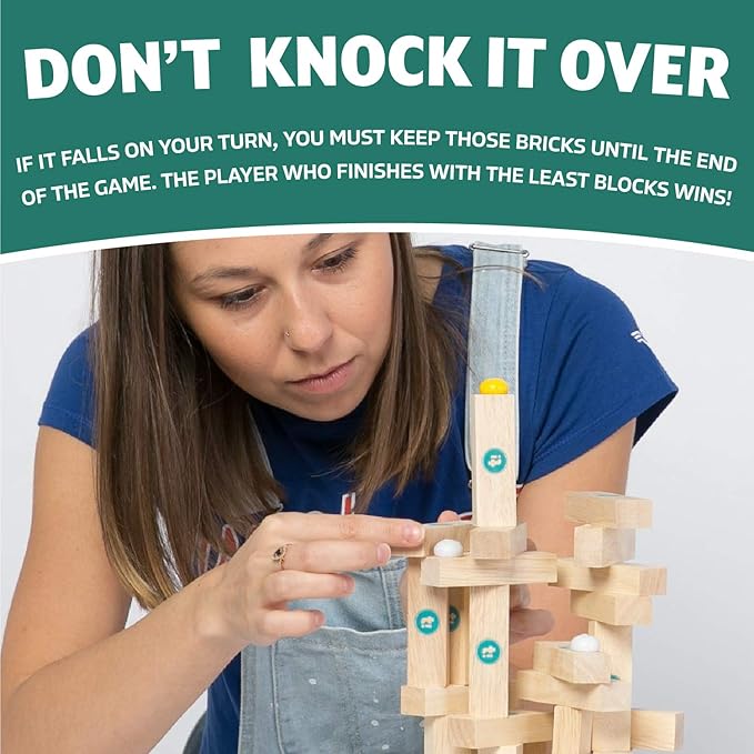 Wooden Block Stacking Tower Game – Fun Party & Family Board Game for Kids, Teens, & Adults – STEM Educational Toy