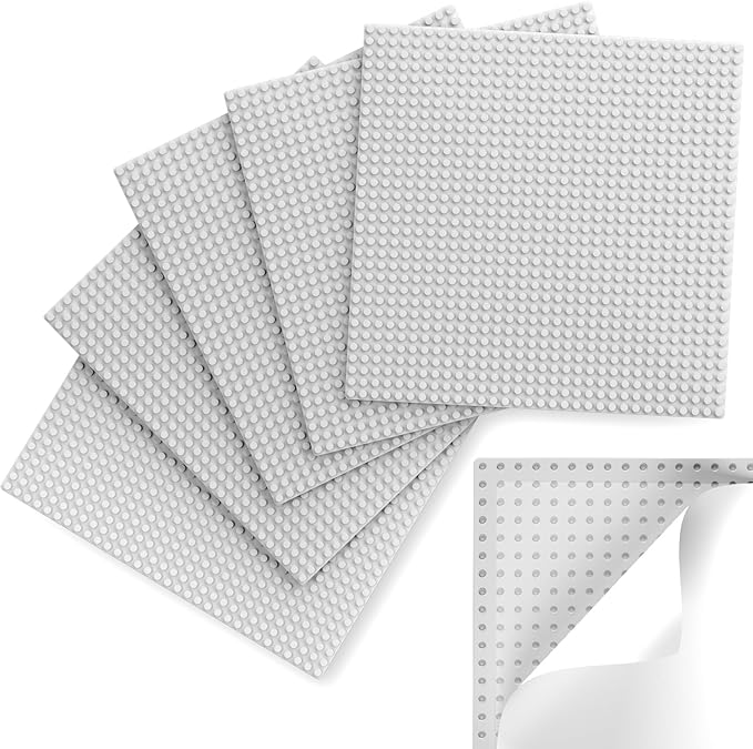Classic Baseplates, Peel and Stick Base Plates for Building Bricks, Compatible with Major Brands, Self-Adhersive Base for Bricks 10" x 10", 6 Pack Grey…