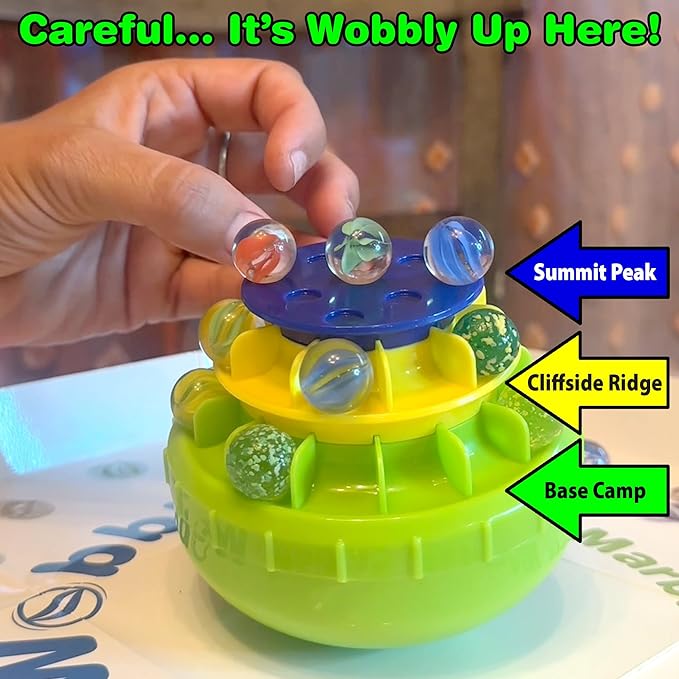 Funwares WobbleBall 3-Tier Marble Balance Game, 40 Marbles Included, Skill & Dexterity Games for Kids & Adults, Family Party Game for 1-4 Players, Ages 6+