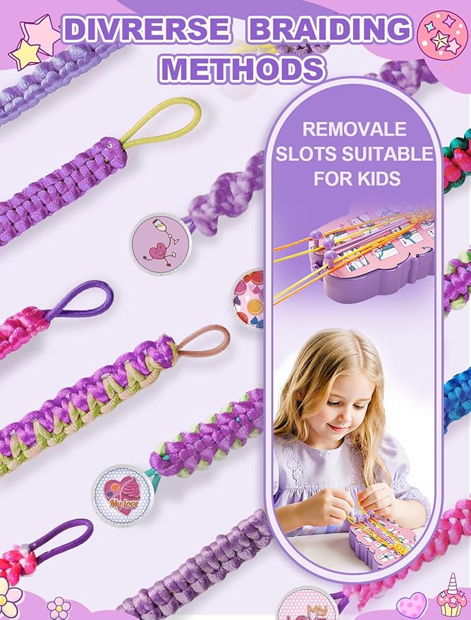 AONTESS Friendship Bracelet Making Kit for Girls: Unicorn Bracelet Maker Tool with Beads, String & Tutorial Cards - DIY Jewelry Gift for Kids Ages 6 7 8 9 10 11 12, Birthday & Christmas