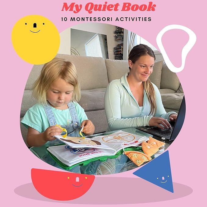 My Quiet Book - Toddler Travel Essential, Car Plane Activity Books, Airplane Montessori Busy Board, Busy Book for Toddlers 1-3, Gifts for 1 2 3 4 Year Old Girl, Birthday Gifts Toys Age 2-4