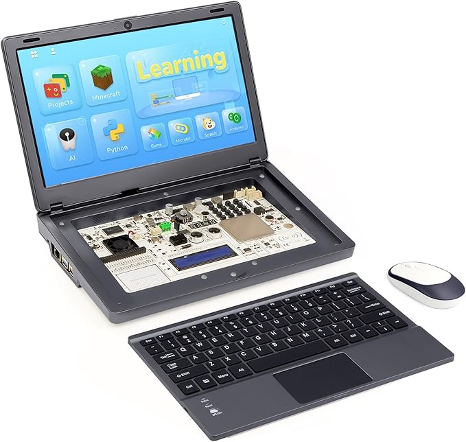 ELECROW CrowPi 2 All-in-one Kit with RPi 5 8GB Board & 11.6 Inch IPS Screen, Compatible for Raspberry Pi 4/5 Laptop, Learning Programming Sensor Kit for Professional Kids Adult (Deluxe Kit)