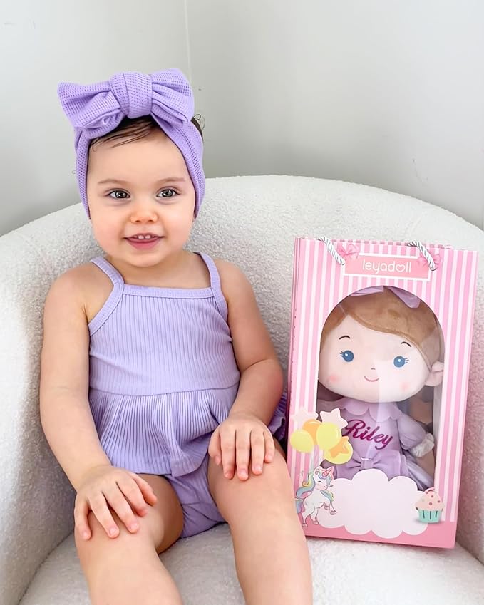 LeyaDoll Personalized Soft Baby Doll Toys (16''), My First Baby Rag Doll for 1 Year-Old Girl Birthday Gift, Christmas Plush Toys Gift for Toddler Kids Infants-Princess-Aurora