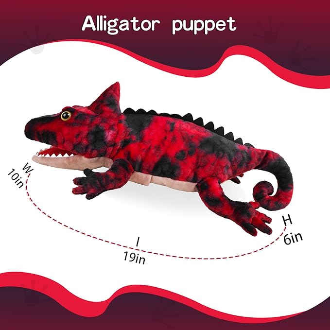 Puppets Hand Puppet Lizard Puppet,Large Puppets with Movable Mouth Puppet Role Play Story Animal,Soft Stuffed Animal Hand Puppets for Kids Ages 1-3