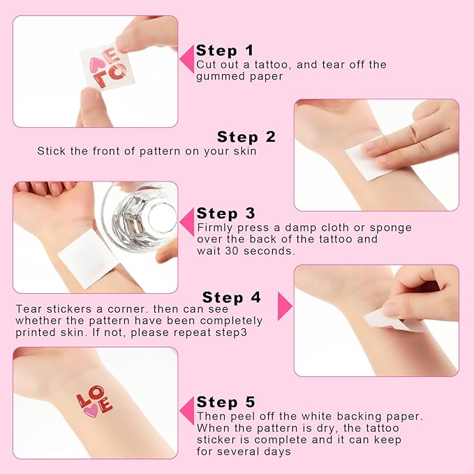 Landhoow 240 Pcs Valentine Tattoos Temporary for Kids Glitter Face Tattoos Cool Body Sticker Costume Accessory for Adults Boys Girls Party Favor