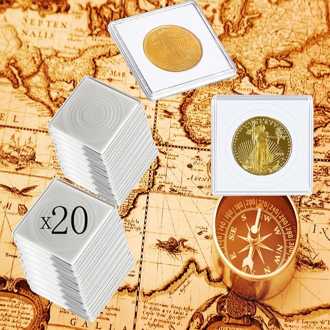 Coin Capsule Coin Snap Holder 2 x 2 Inch Half Dollar Coin Holder, Coin Cases for Collectors Coin Sleeves Collectors for Coin Collection Supplies