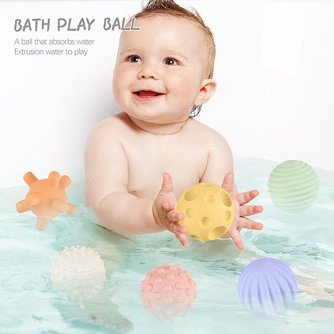 Sensory Balls for Babies,Ball for Toddlers 1-3, Soft & Textured Montessori Baby Toys 6 to 12 Months,Wheat Straw Soft Montessori Toys for Babies