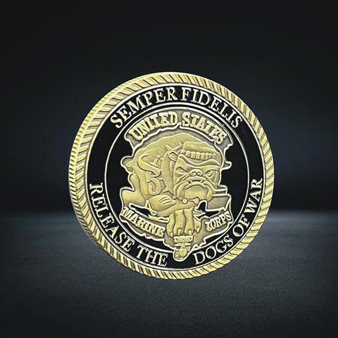 Marine Corps 250th Anniversary Challenge Coin – USMC Military Commemorative Coin – 1.57 Inch Gold-Plated Collectible for Veterans, Service Members, and Enthusiasts – Solid Metal Construction (A)