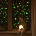 Glow in The Dark Stickers for Ceiling,447PCS Lasting and Bright Glow Stars,3D Glowing Star,Luminous Moon and Stars Decor,Decals for Kids Room.Party Birthday Gift.Green