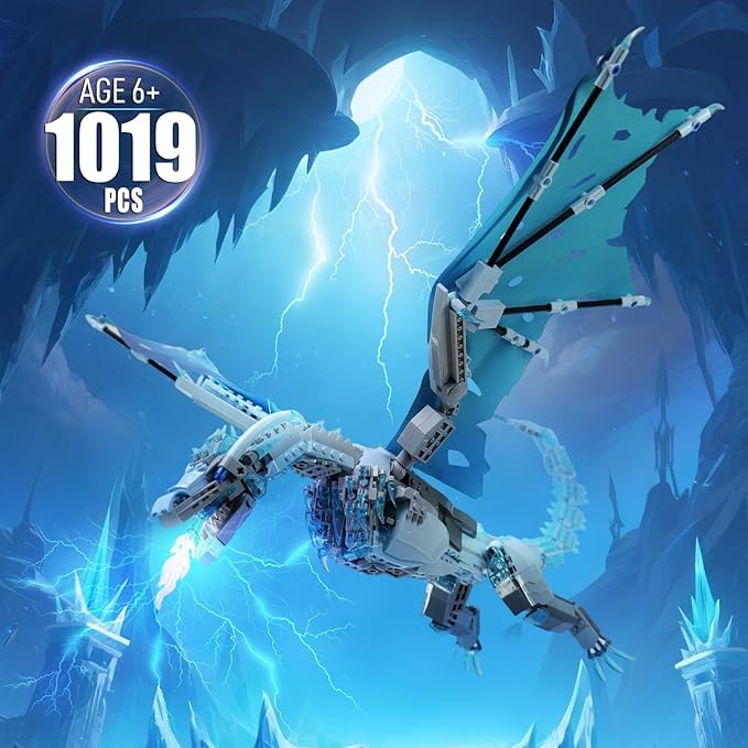 Ideas Ice Dragon Building Set，Compatible with Mainstream Brands Adults Collectible MOC Dragon Model STEM Toy for GOT Fans Home Decor,Creative Gift for Kids Boys & Girls 8-16 (1019 PCS)