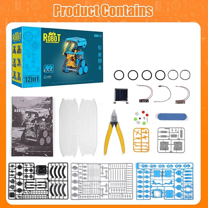 STEM Solar Power Robots Toys for Boys Aged 8-12, 12 in 1 Educational Building Science Experiment Kit for Kids, Birthday Gifts for Aged 8 9 10 11 12 13 Boys Girls Teens