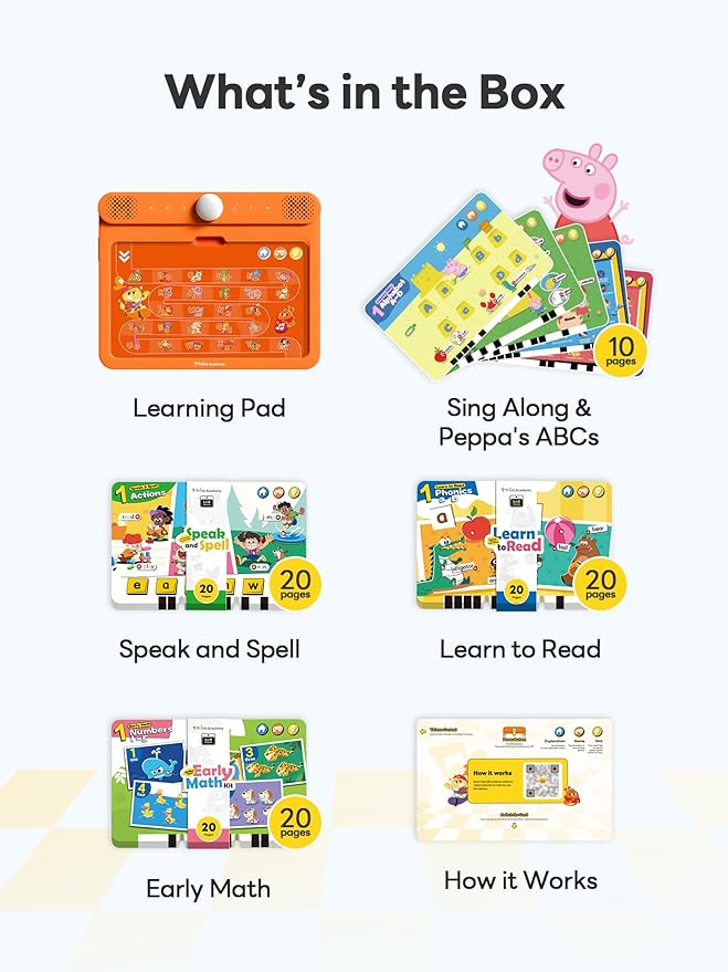Think Academy Interactive Electronic Learning Pad - Learn-to-Read System with 70 Sound Pages, Card-Insert for Alphabet, Words, Numbers, Music, Learning Activities for Kids 3-5 Years Old
