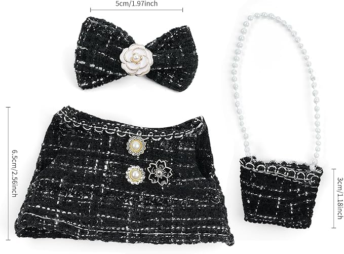 17cm Doll Clothes Set-Adorable Outfits for Dolls-Stylish Accessaries Clothes Dress-Up-Replaceable Clothing Collections, Includes Hat, Top, Skirt(Black-Style A)