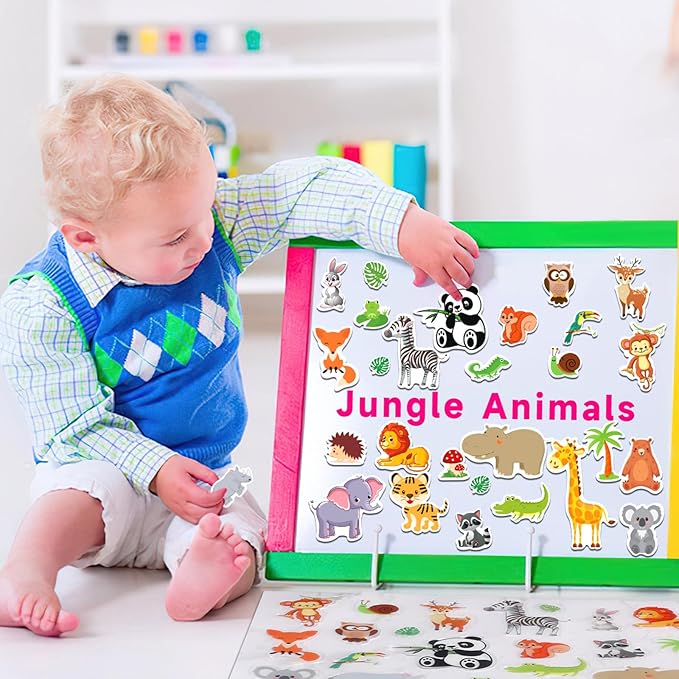 MARFOREVER 50 PCS Jungle Animals Window Gel Clings Stickers Removable and Reusable Window Clings Decals Thick Gel Clings for Adults Kids Classroom Nursery Home Zoo Animals Party Supplies Decorations