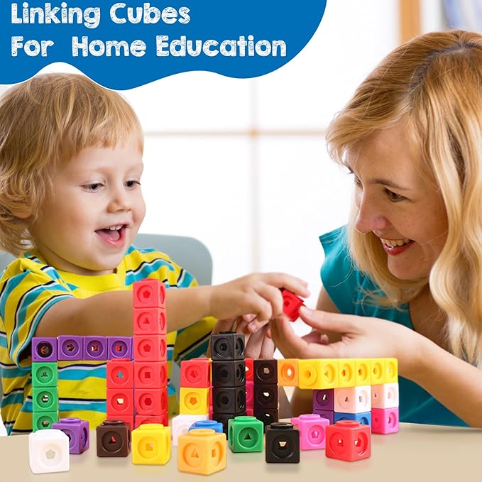 Poen 800 Pcs Linking Cubes for Math Counting Blocks Colorful Manipulatives Cubes Toy Connecting Blocks Education Learning Math Construction Toy for Kids Ages 4-8 Stem Activity
