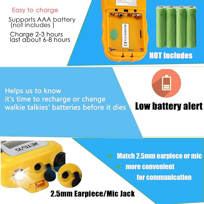 Retevis RT388 Kids Walkie Talkies,Toys Gifts for 6-12 Year Old Girls Boys,Long Range Toy Walkie Talkie,Birthday Gifts Outdoor Camping(Yellow 1 Pair)