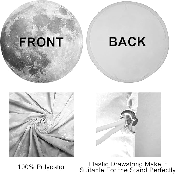 AOFOTO Lunar Surface Round Backdrop Outer Space Background Cover Universe Moon Surface Mysterious Cosmic Planet Photography Background Children Kids Birthday Party Art Portrait Photo Props 7.5x7.5ft