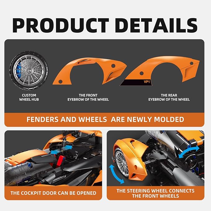 Remote Control Building Car, 1:14 Solus GT Construction Toy, Compatible with Technic Car, Collectible Gifts for 10-16 Year Olds and Adults (817pcs)