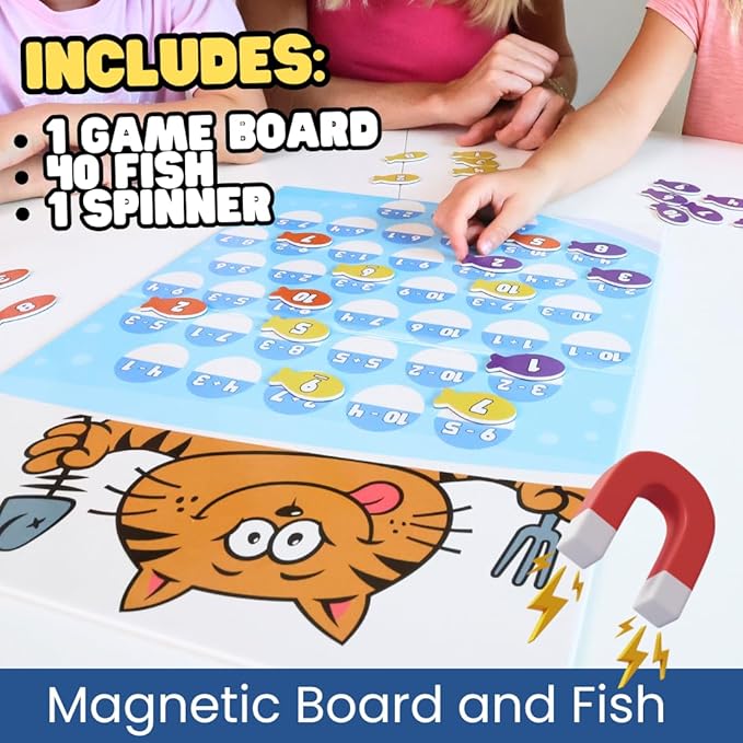 Pidoko Kids Purrfect Math | Math Games for Kids Ages 5+ | Addition and Subtraction Magnetic Fish Game
